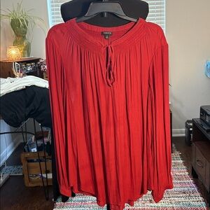 Torrid Merlot Peasant Style Blouse